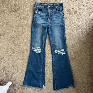 American Eagle Next Level Stretch Super High Rise Flare Jeans 30” Inseam Size 2
